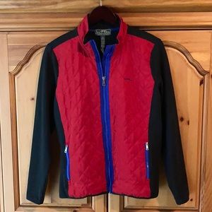 L-RL Ralph Lauren Active Women's Size XL Red Black Full Zip Quilt Jacket